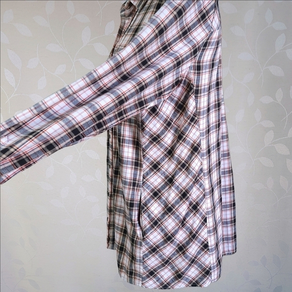 J. Jill Plaid Flannel Button Down Cozy Fall Cottage Academia Tunic Top Black S - Picture 10 of 15